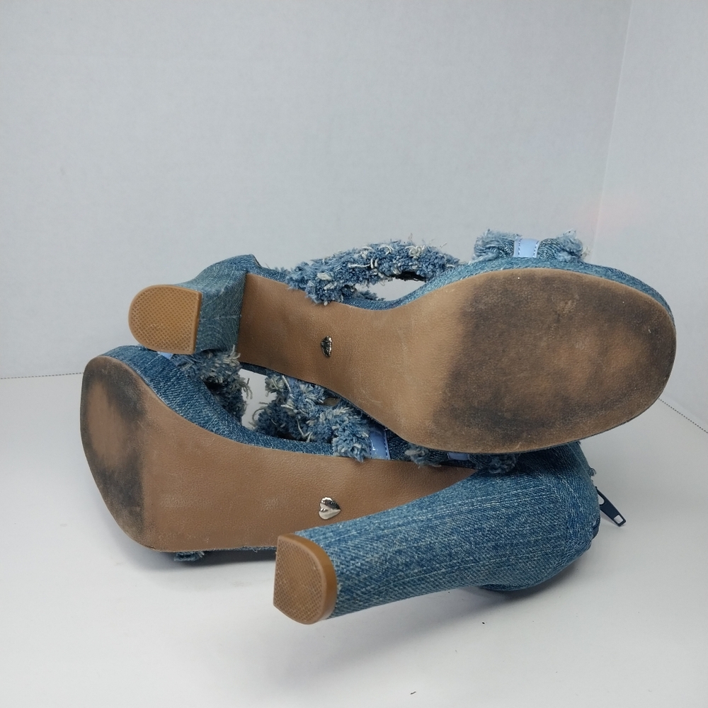 Laura Marano Not Rated Womens size 7.5 Blue Jean Fringe 5 inch Heels shoes - Picture 12 of 14